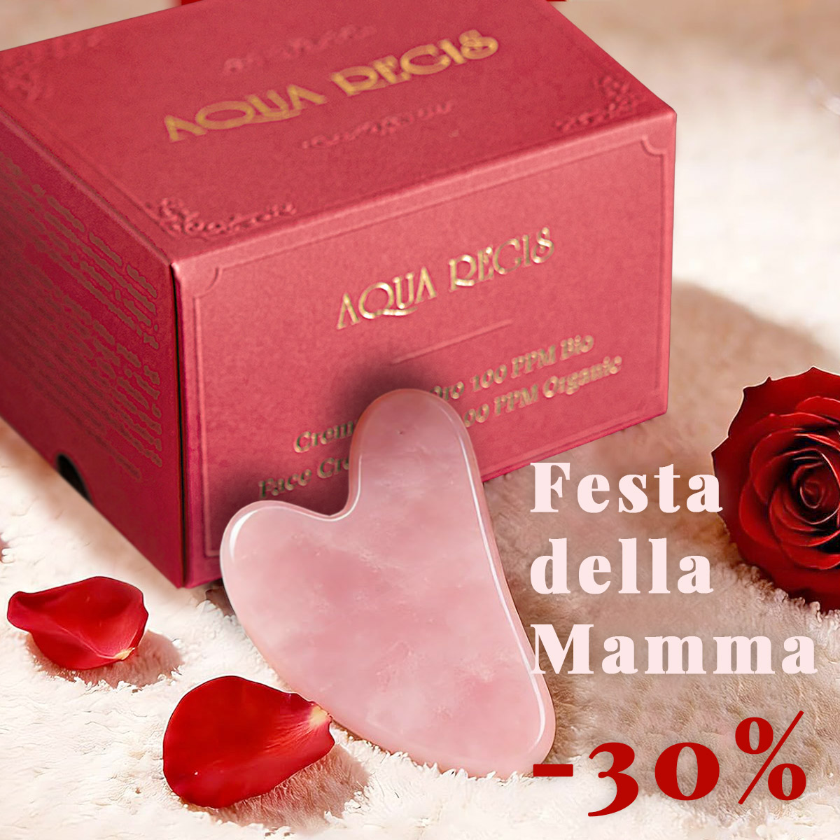 Crema Viso Oro 100 PPM + Gua Sha Viso in quarzo rosa