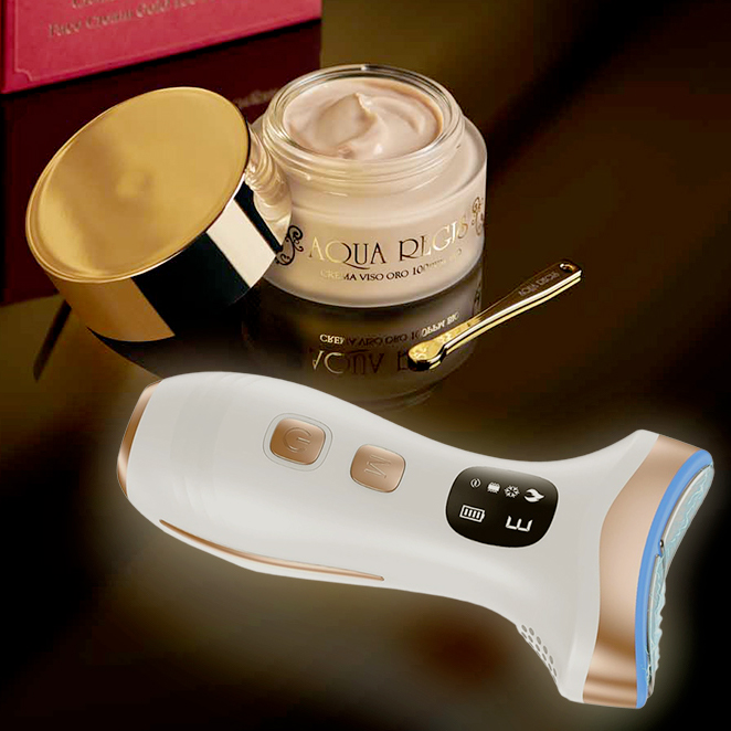 Crema Viso Oro 100 PPM + Massaggiatore Viso Lifting Elettrico Antirughe